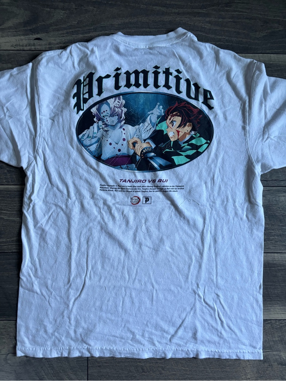 Primitive White Demon Slayer Graphic Tee with Multicolor Back Art